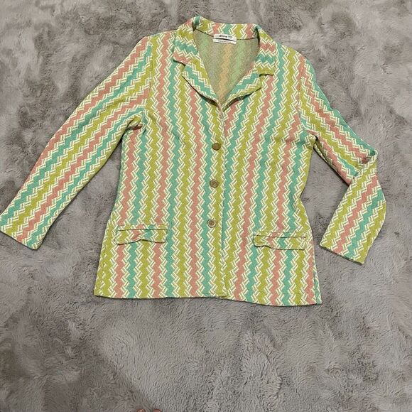 Anthropologie Aldo Martins Women 12 Chevron Blazer Jacket Bamboo Spain Designer - Picture 6 of 16